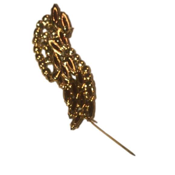 𝅺vtg Juliana DE Topaz Navette Orange Rivoli Gold Tone Brooch 2.8” Confirmed - Picture 5 of 10